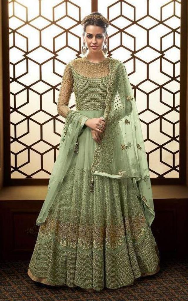 Buy FEMVY Women Light Green Georgette A-line Gown Dress (M) Online at Best  Prices in India - JioMart.