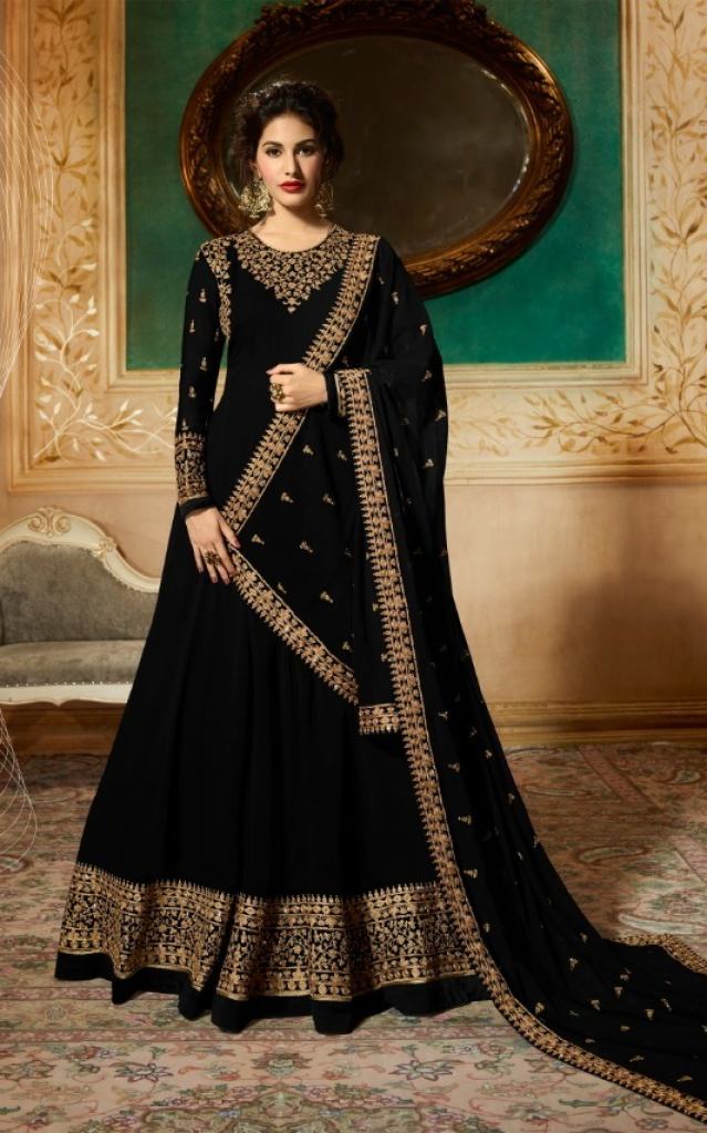 Designer suits in black colour best sale