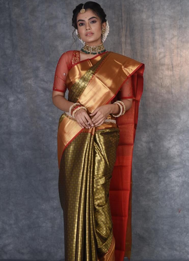 Dark Maroon Designer Kanjivaram Soft Banarasi Silk Saree