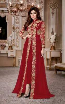 AASHIRWAD CREATION SHAMITA GOLD 8001 BY SERIES RED COLOR DESIGNER PARTY WEAR SALWAR SUIT