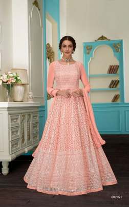 Aashirwad Creation Gulkand Anushka 7091 Orange color Anarkali designer Party wear Salwar suit