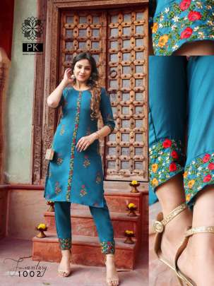  Heavy Cotton Print With Embroidery Work kURTI