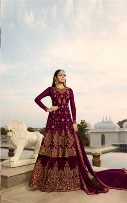 LT Fabrics Nitya 138 3805 Designer Party Wear Wine Color Salwar Suit 