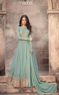 Maisha Maskeen Hit Design 5203 Blue Colors Collection Designer Embroidered Party Wear suit