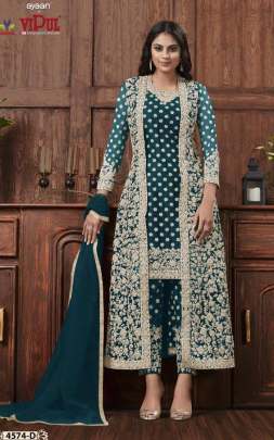 Vipul Fashion Dcat 52 Pristine Vipul Fashion 4574 Rama Blue color Designer wedding wear salwar suit