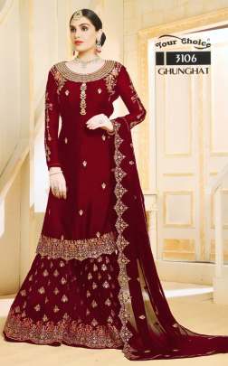  YOUR CHOICE 3106 GHUNGHAT SERIES INDIAN TRADITIONAL WEAR RED COLOUR PARTY WEAR SALWAR SUIT