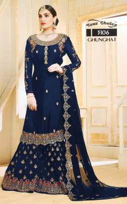  YOUR CHOICE 3106 GHUNGHAT SERIES INDIAN TRADITIONAL WEAR BLUE COLOUR PARTY WEAR SALWAR SUIT