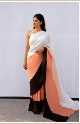 heavy  softy silk  with complete crush  saree