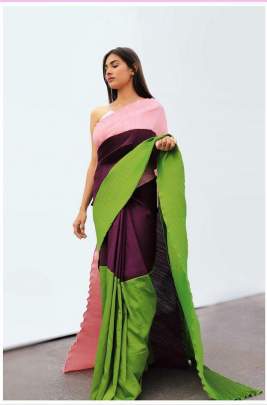 heavy  softy silk  with complete crush  saree